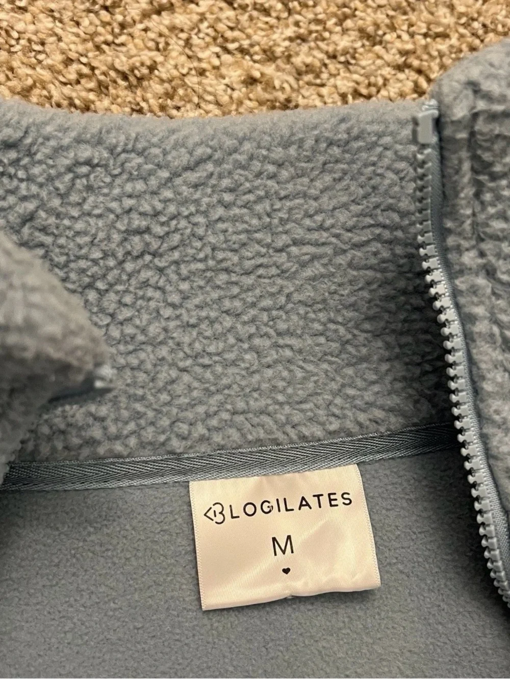 Blogilates Bonfire Fleece Jacket Full Zip Cargo Pocket Mock Neck Blue Women Sz M